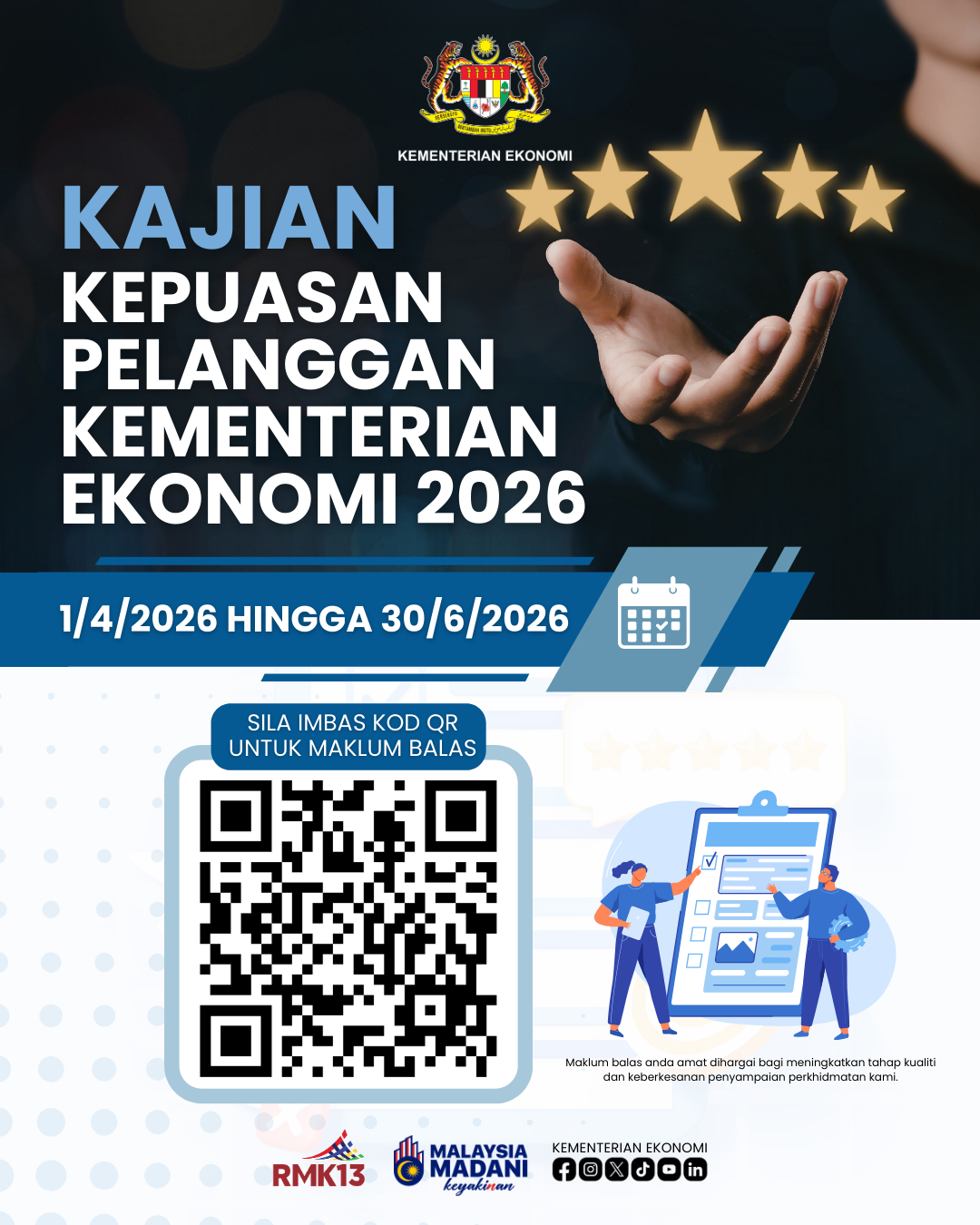 KAJIAN KEPUASAN PELANGGAN (KKP) KEMENTERIAN EKONOMI BILANGAN 1 TAHUN 2026